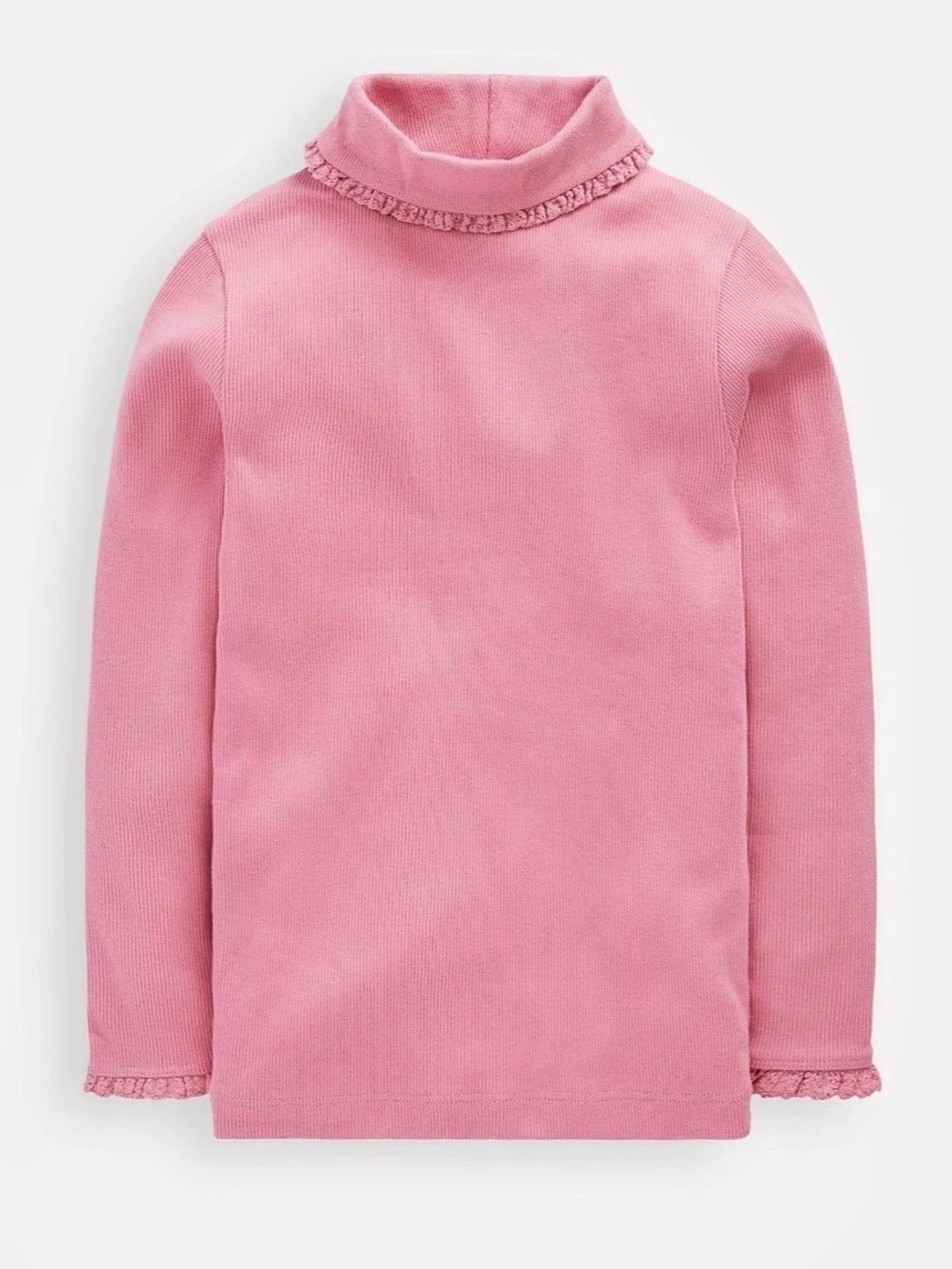 Mini Boden Ribbed Roll Neck Top, size 6-7, pink